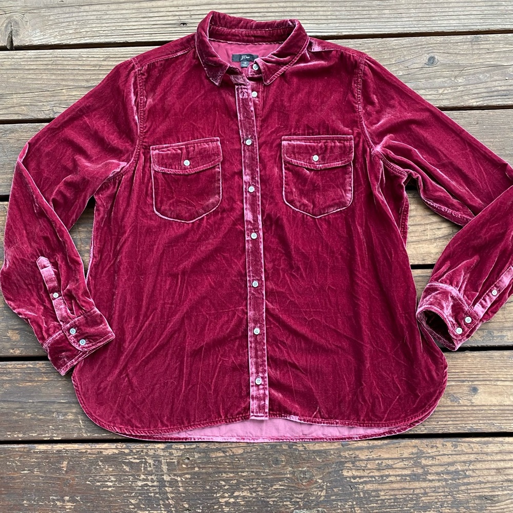 J.Crew velvet button up shirt